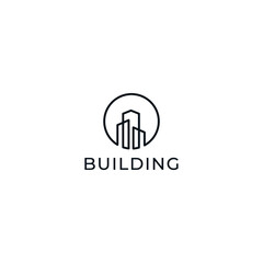 Building construction business logo. Geometric line logo. Vector template
