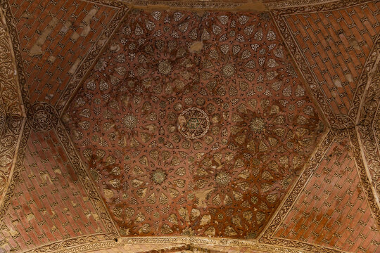 mosaics and ornaments on the walls and ceilings of the Soltaniyeh Mosque in Iran
