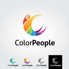 Color people logo template - vector