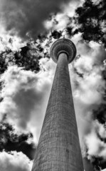 Tv Tower of Alexanderplatz against the blue sky, Berlin