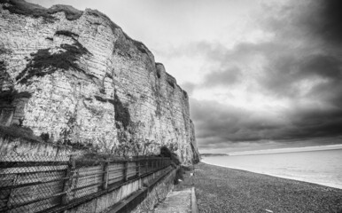 Beautiful cliffs of Dieppe at sunset, Normandy.