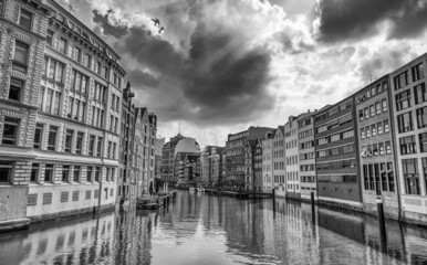 Fototapeta premium Medieval buildings along Zollkanal in Hamburg, Germany.