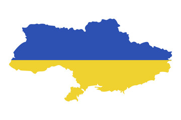 Ukraine map colored in National Flag isolated on white. Vector illustrations