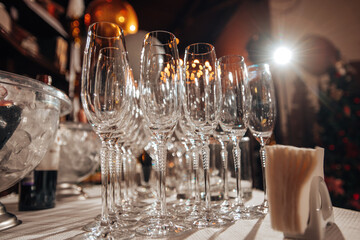 empty wine glasses in the restaurant