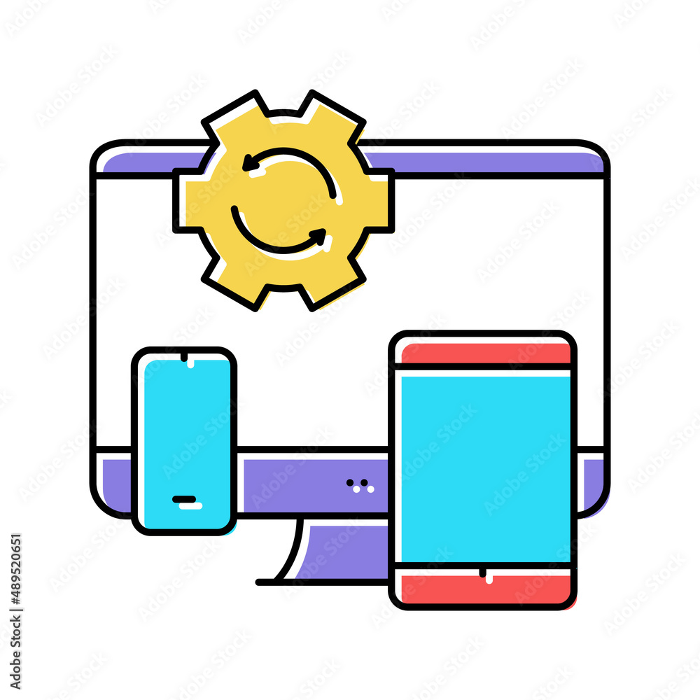 Poster technics optimize color icon vector illustration