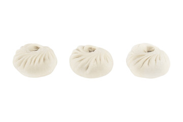 Tasty Buryat or Mongolian, Chinese buzz or baozi. Asian steamed food made of dough ban and meat