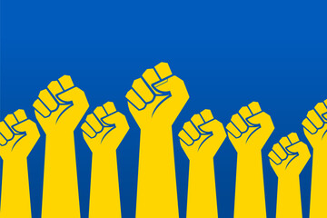 Ukraine People Volunteer to Fight Back and Defend Freedom in Ukrainian Flag Themed Illustration