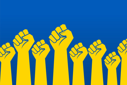 Ukraine People Volunteer to Fight Back and Defend Freedom in Ukrainian Flag Themed Illustration