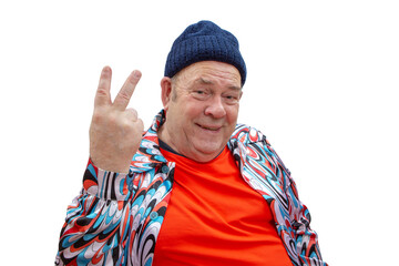 Naklejka premium Charming grandfather rejoices