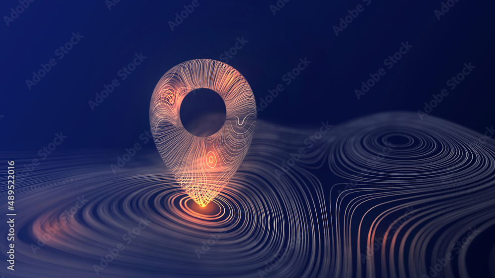 Poster geolocation target. 3d city geo-target and localization background. 3d render.