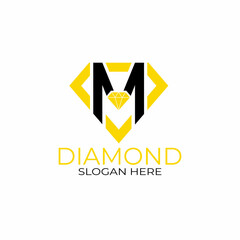 Letter m Diamond Logo Design with Line Art Style. Design Concept, Logos, Logogram, Logotype Diamond Template.