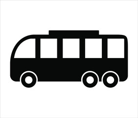 Flat black bus vector icon. Bus illustration with simple geometric shapes. 