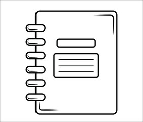 copybook illustration in black and white color. notepad icon. Closed brochure vector icon