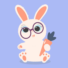 clumsy bunny with sunglasses vector illustration