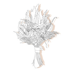 bouquet flower line art