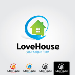 Love house logo template - vector