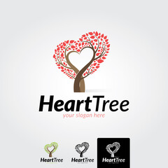 Heart tree logo template - vector