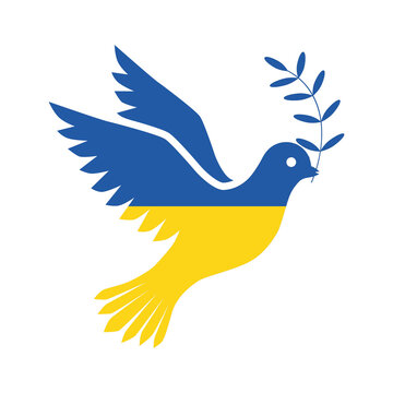 Flag of Ukraine in the form of a dove of peace. The concept of peace in Ukraine. Vector illustration isolated on white background for design and web.