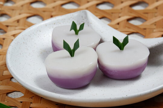 Kue Talam Or Kuih Talam .steamed Sweet Dessert,from Peranakan Culture 