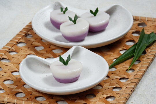 Kue Talam Or Kuih Talam .steamed Sweet Dessert,from Peranakan Culture 