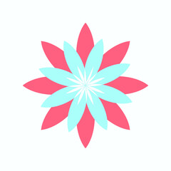 Vector Beautiful Colored Contour Flower, Floral Design Element