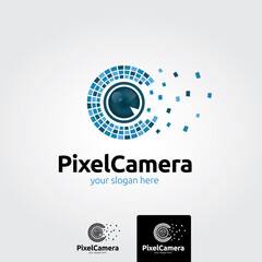 Obraz na płótnie Canvas Pixel camera logo template - vector