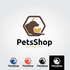 Pet shop logo template - vector