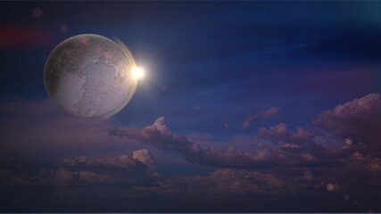 Naklejka na ściany i meble moon night sky starlight luminous 3d illustration