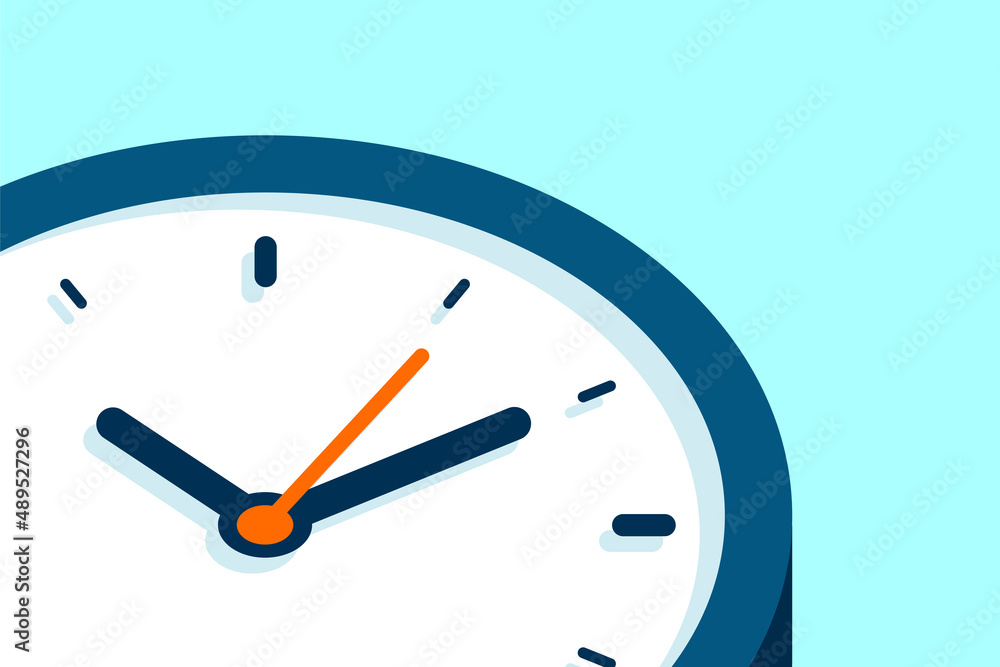Poster clock icon in flat style, timer on color background. business watch. vector design element for you p