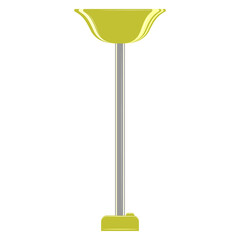 Floor lamp for home, office. Mustard-colored lampshade open from the top. Lampshade design for floor lamp, fashionable interior. Vector icon, multicolored, cartoon, complex flat, isolated