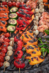 Tasty and healthy grilled shashlik baked on a fire grilled.