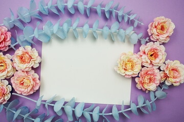 Mockup with Spring Flowers and invitation greeting card