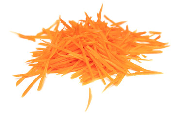 Sliced carrots isolated on white background.