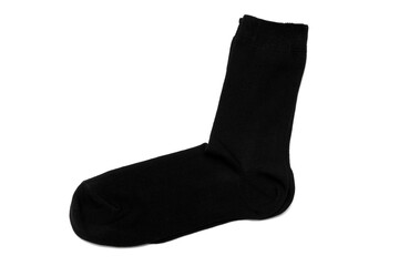 men's black sock on a white background