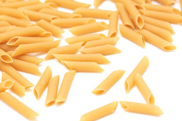Dry pasta isolated on a white background.