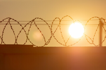 Barbed wire on a fence