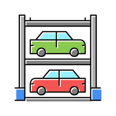multilevel automobile parking color icon vector illustration