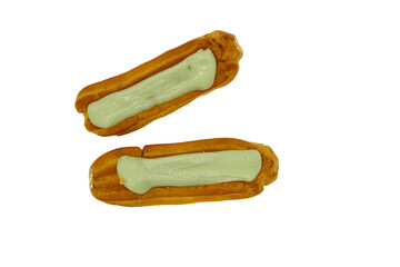 Lovely delicious eclairs with pistachio filling