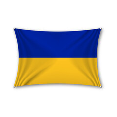 Vector. Flag waving in the wind with highlights and shadows. Geographic location icon. Patriotism of the country, yellow-blue flag of Ukraine. User interface element. Souvenir countries set.