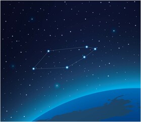 Fototapeta premium Constellation Telescopium with planet in deep space 