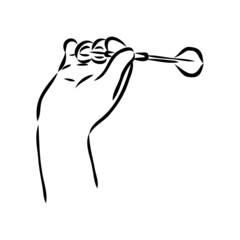 Darts and arrow illustration, drawing, engraving, ink, line art, vector