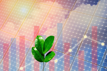 Solar panels technology of renewable resources to reduce pollution and carbon emission concept.