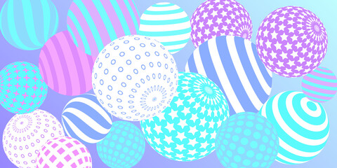 Retro 3d illustration abstract balls, great design for any purposes.  Modern cover concept. Vector modern banner. Abstract bright wallpaper. 3d geometric shape  illustration.