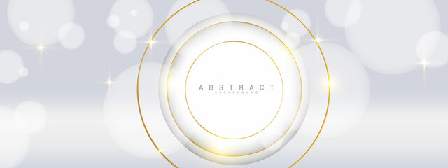 Abstract white and gold circle shapes background. presentation banner design