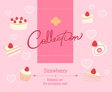 Flat style strawberry dessert background pattern. For restaurant, card, seamless pattern