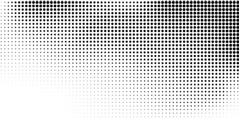 Halftone dotted background. Black dots in modern style on a white background.