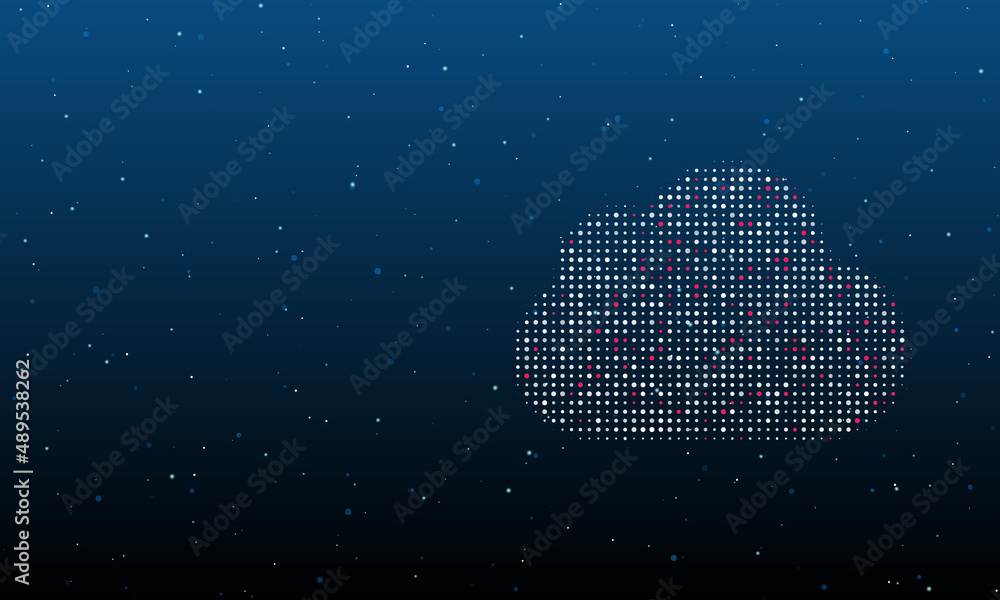 Poster on the right is the cloud symbol filled with white dots. background pattern from dots and circles of
