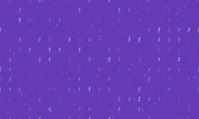 Seamless background pattern of evenly spaced white football soccer symbols of different sizes and opacity. Vector illustration on deep purple background with stars