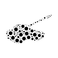 A large tank symbol in the center made in pointillism style. The center symbol is filled with black circles of various sizes. Vector illustration on white background