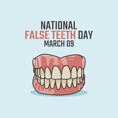 vector graphic of national false teeth day good for national false teeth day celebration. flat design. flyer design.flat illustration.